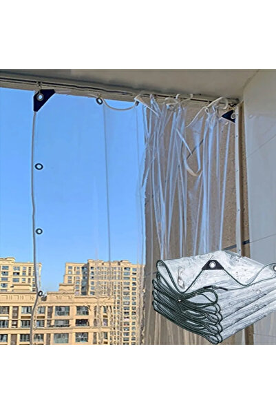 AÇIKGÜL TEKSTİL BRANDA 1, 5 X 1,5 M Şeffaf Branda Kornişli Balkon Perdesi Fermuarsız