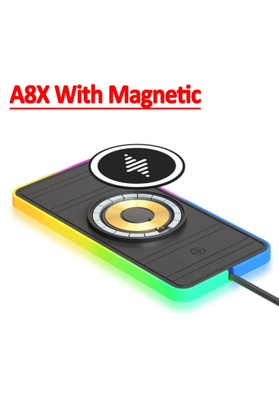 Vikefon شاحن سيارة لاسلكي مغناطيسي A8X بقوة 30 واط، مزود بإضاءة RGB ومانع للا...
