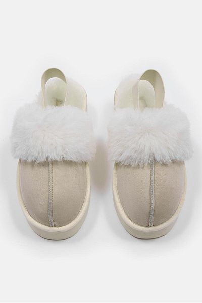 NILUFARR Μπότες Mabell Beige από γνήσιο δέρμα με παντόφλες από γούνα