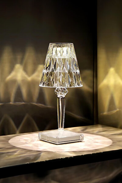 Soillium Şarjlı Abajur Kristal Elmas Masa Lambası Dokunmatik Romantik Akrilik...