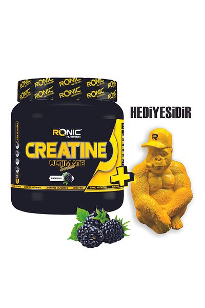 Ronic Nutrition Creatine Ultimate 700 g - Power and Performance Enhancement, Blackberry Flavor, Gorilla Figurine Gift