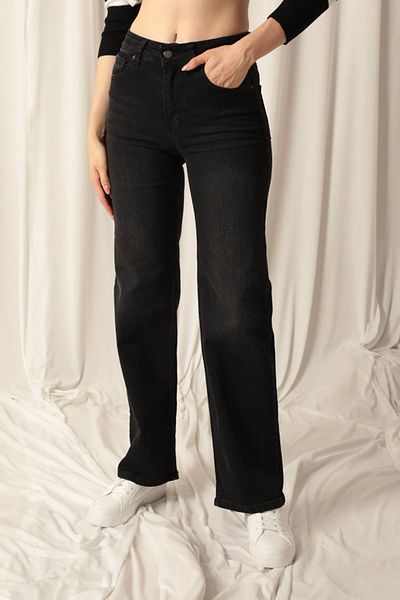 Lukas Denim Fabric Wide Leg Women's Black Jeans