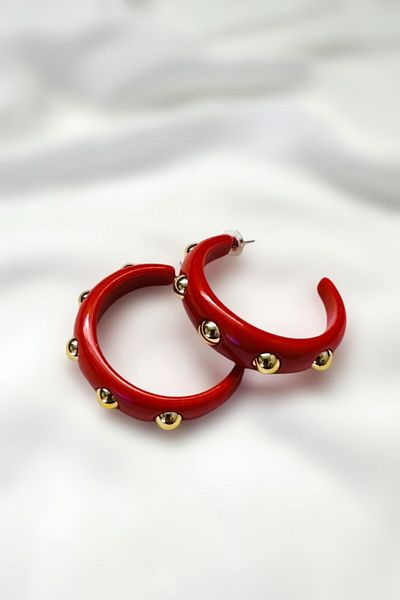 PETEK AKSESUAR Acrylic Stamped Ring Earring