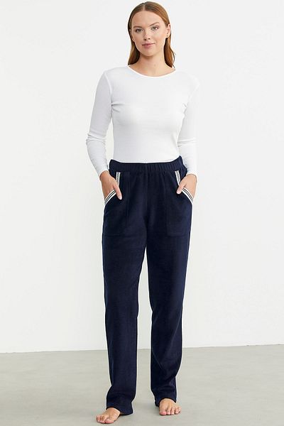 Sementa Μπλέ Navy μονόχρωμο Fleece Sweatpants - Λεπτομέρεια τσέπης