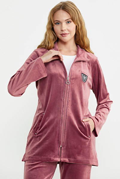 Sementa Σετ τουνίκ και αθλητική φόρμα τριαντάφυλλο - βελούδο με γιακά