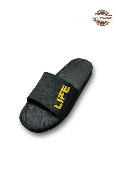 BRN Black Anatomical Anti-Slip Sole Bathroom Slippers