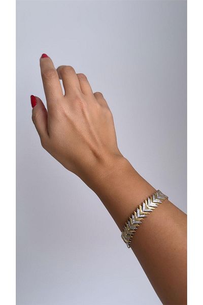 Pelin Aksesuar Vip Gold Silver Fish Back Steel Bracelet