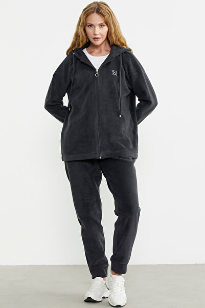 Sementa Anthracite Hooded Fleece Tunic Tracksuit Set
