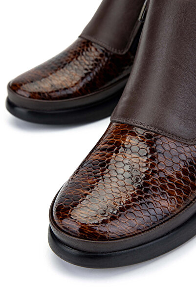 Tamer Tanca Kadın Hakiki Deri Kahverengi Kroko Casual Bot