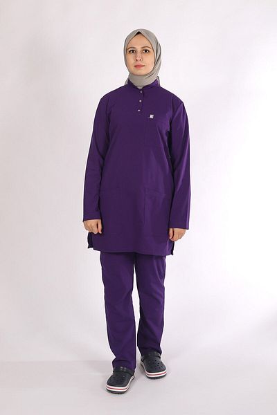 Pratik Medikal Purple Hijab Lycra Nurse Set