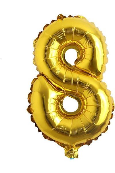Paparti 8 Number Gold 16 Inch 36 cm Foil Number Balloon Party Celebration Birthday Balloon