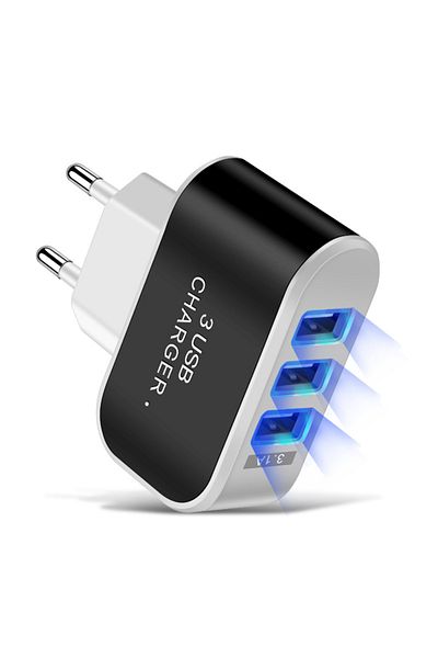 Choice 3USB EU US Plug LED Mobile Phone Chargers Multi-Head Travel Charger 3Ports LED Light Phone Charge...