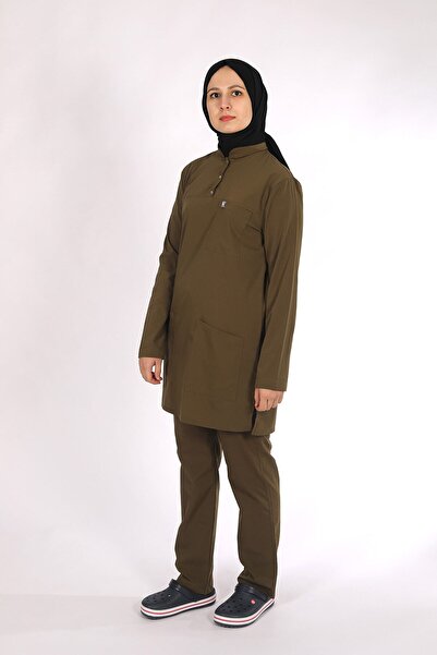 Pratik Medikal Lycra Nurse Uniform Hijab Single Top Khaki
