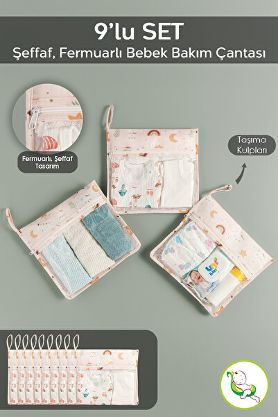 9-Pack Organizer Set for Suitcase - Travel Hospital Bag Organizer with Zipper and Transparent Window