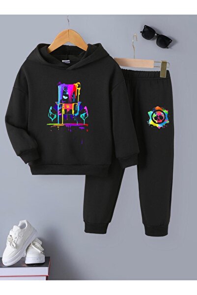 Massgai Детски комплект анцуг с долнище и горнище от памук с визуални щампи Painter Game