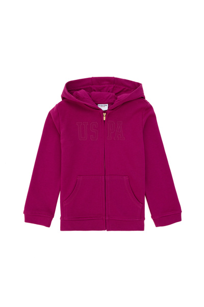 U.S. Polo Assn. Kız Çocuk Fuşya Kapüşonlu Basic Sweatshirt 50292507-VR023