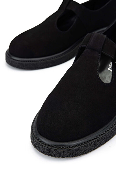 Tamer Tanca Kadın Hakiki Deri Siyah Süet Casual Ayakkabı