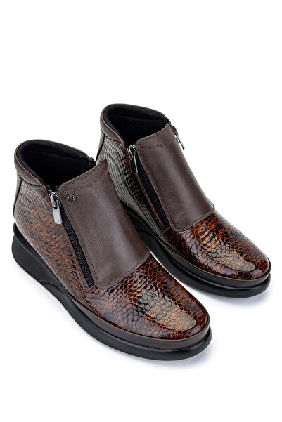 Tamer Tanca Kadın Hakiki Deri Kahverengi Kroko Casual Bot