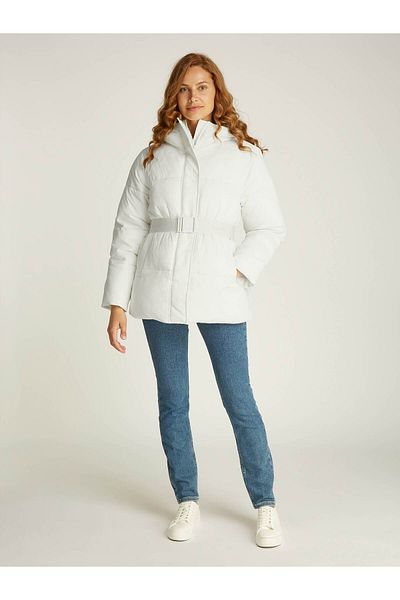 Calvin Klein Dámský krátký kabát - Logo Belt Short Puffer, pohodlný design