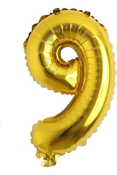 Paparti 9 Number Gold 16 Inch 36 cm Foil Number Balloon Party Celebration Birthday Balloon