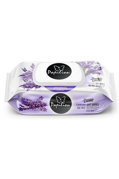 Papilion Wet Towel 100 Leaf Lavender Set of 12