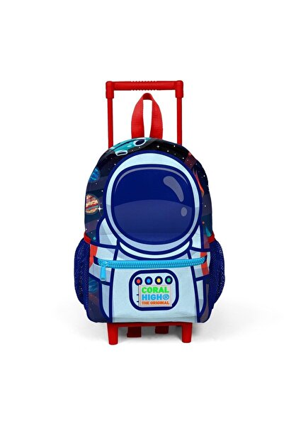 Coral High Kıds Sax Mavi Astronot Desenli İki Bölmeli Çekcekli  Yuva Sırt Çantası 24018