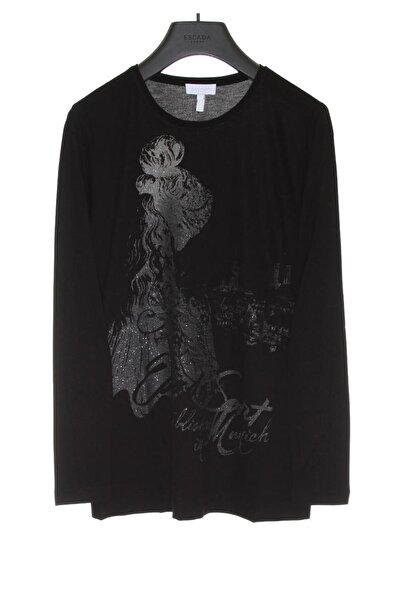 Escada Sport Desenli Yuvarlak Yaka Uzun Kol T-shirt