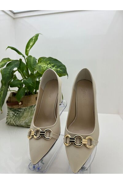 VERDE KREM-3 TOKALI KADIN TOPUKLU AYAKKABI