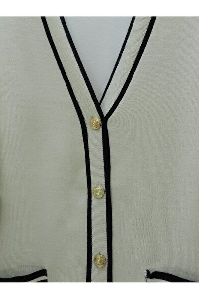 Modamorfo Fém gombos zsebes kötöttáru kardigán dupla szett - krém