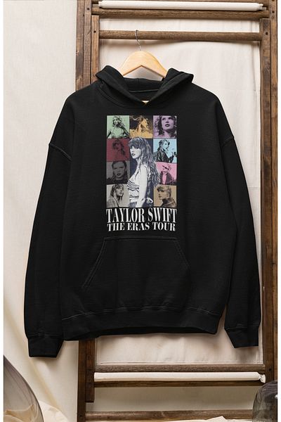 Fuddy Moda Hanorac imprimat Taylor Swift The Eras Tour, hanorac supradimensionat unisex cu imprimeu Taylor Swift
