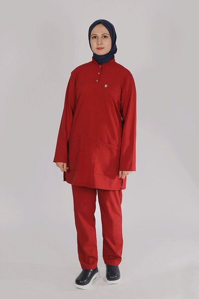 Pratik Medikal Hijab Lycra Nurse Set - Brick Color