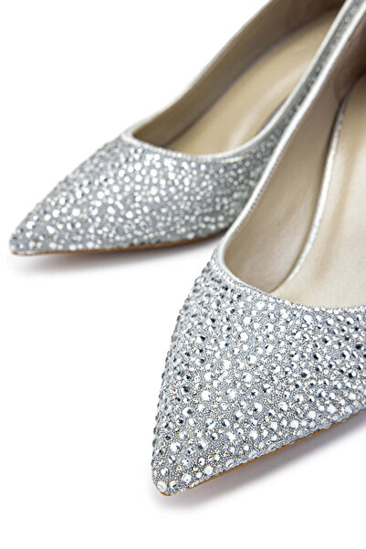 Tamer Tanca Kadın Hakiki Deri Gümüş Topuklu Ayakkabı