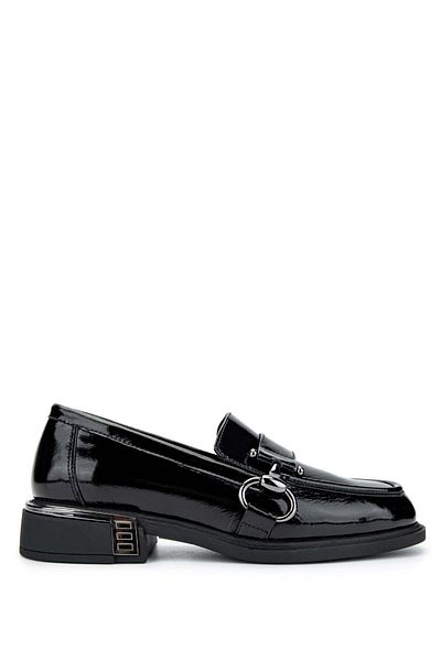 Tamer Tanca Women's Genuine Leather Black Patent Leather Loafers