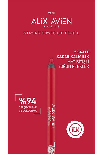 Alix Avien Waterproof Long-Lasting Soft Lip Liner - Staying Power Lip Pencil 56 Wild Red