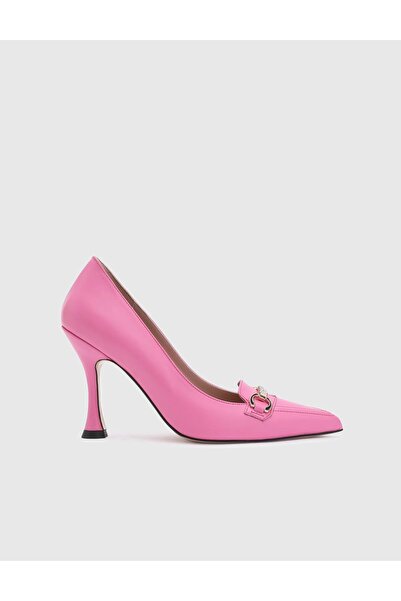 İLVİ Eligia Genuine Leather Women's Pink Heeled Shoes