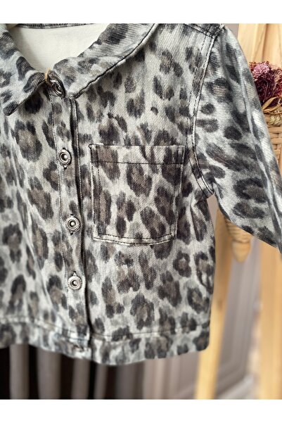 Baby Babyaden Leopard Print Cotton Fleecy Seasonal Girl's Jean Jacket