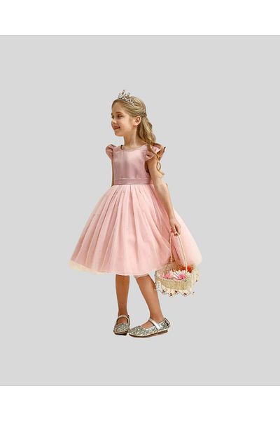 miço kids Powder Bow Detailed Pearl Skirt Baby Girl Tutu Princess Dress