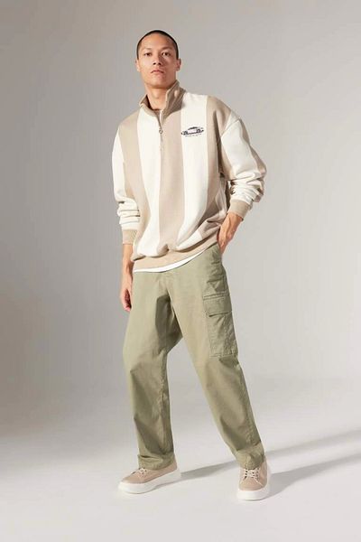 DeFacto Gabardine-Hose, Baggy-Passform, gerades Bein mit Taschen, B3664ax23au