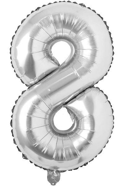 Paparti 8 Number Silver 16 Inch 36 cm Foil Number Balloon Party Celebration Birthday Balloon