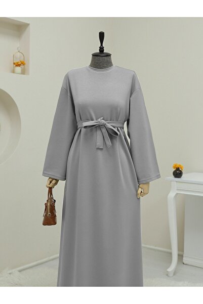 Modamorfo Crew Neck Waist Lace-Up Dress