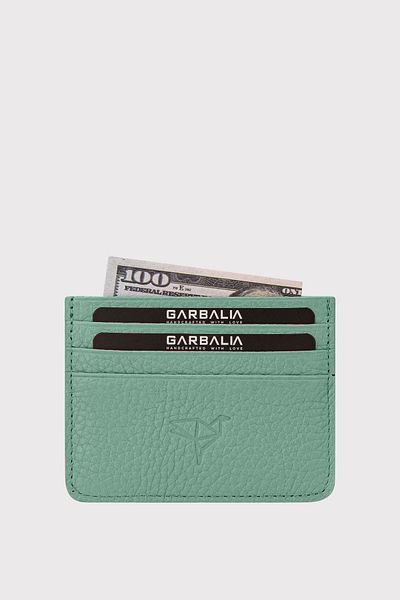Garbalia Cape Genuine Leather Classic Thin Unisex Mint Green Card Holder