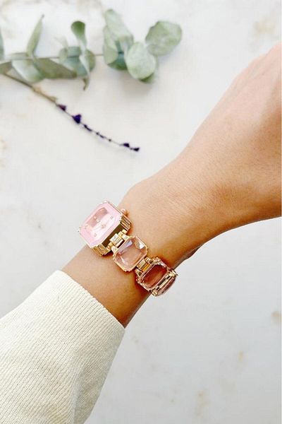 OQQO Aosta Pink Stone Women's Wristwatch