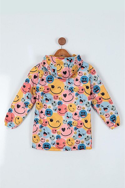 Minigimin Cicileri Girl's My Little Flowers - 9-12 Years, Fur Hood, Yellow Raincoat