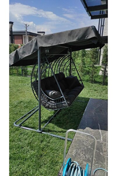 Passion Frigus 4 Kişilik Antrasit Gri Bahçe Salıncağı Büyük Kafes Brandalı Gü...