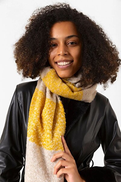 REMSA Saffron 1284 - 45X200 cm Tasseled Boucle Scarf Shawl