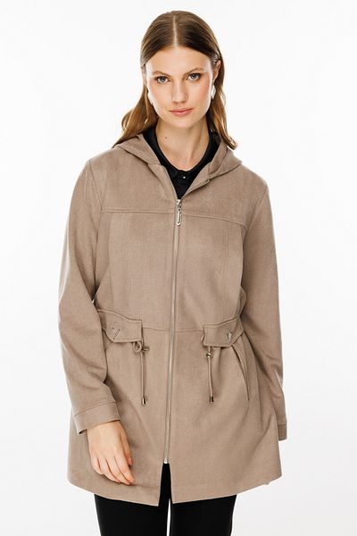 Ekol Mink Hooded Chamois Trench Coat 8907 - Women's Large Size