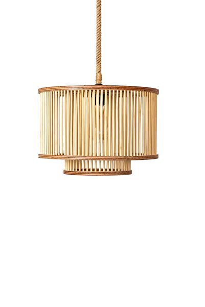 AHŞAP FABRİKASI Rustik Serisi Firuze Bambu Sarkıt Avize 35x25cm