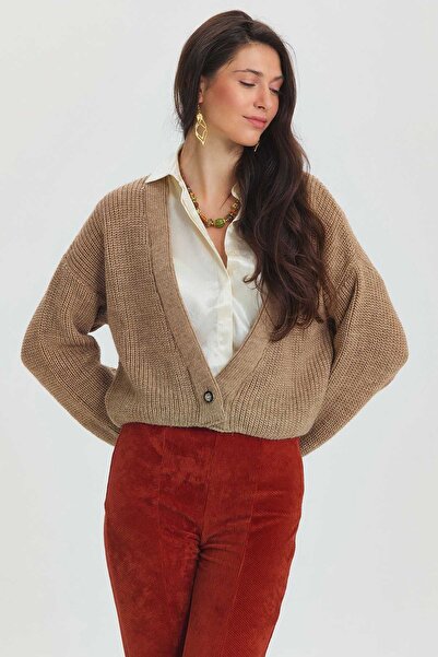 Clandestino Бежева богемна коротка кофта - з ґудзиками