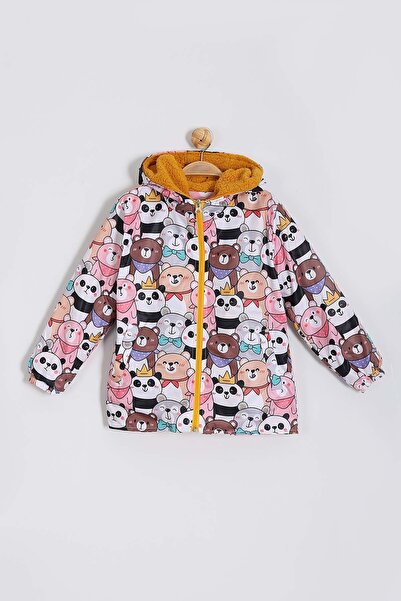 Minigimin Cicileri Girl's Furry Hooded Raincoat - Yellow (1-4 Years)