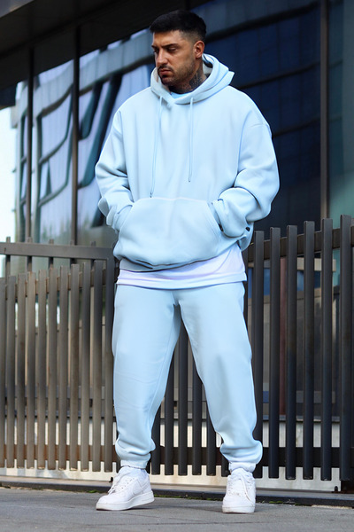 YAKAMEL ERKEK KIŞLIK EŞOFMAN TAKIMI 3 İPLİK İÇİ POLARLI OVERSİZE